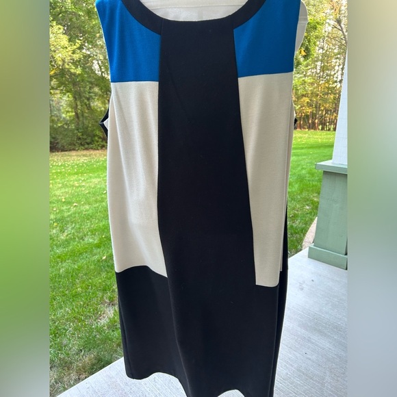 ❤️Signature by Sangria Colorblock Midi Dress - Blue, Black, Cream - Picture 3 of 5